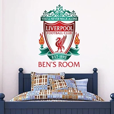 Image of Beautiful Game Official Liverpool Football Club Personalised Name &amp; Crest Wall Sticker + LFC Decal Set Vinyl Poster Print (90cm)