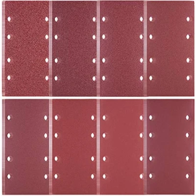 Image of SIQUK 40 Pieces Sanding Sheets 93 x 185 mm Hook and Loop Sander Pads Assorted 40/60/ 80/120/ 180/240/ 320/400/ Grits Fit Rectangular