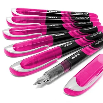 Image of Zebra Fuente Disposable Fountain Pen Pink Ink Pack of 6