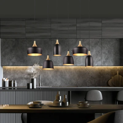Image of Trio Lighting Chiraz pendant light, 6 bulb, black/gold