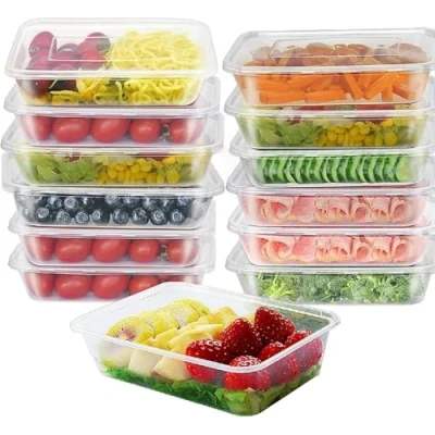 Image of Efforias 10 X 650ml Reusable Plastic Storage Food Soup Containers Clear Airtight Boxes