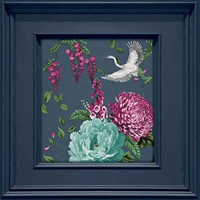 Image of Corinthia Panel Floral Wallpaper Navy Blue Belgravia 244