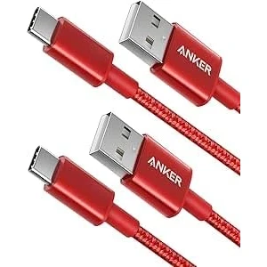 Image of Anker USB C Charger Cable, 2 Pack 1 ft to A Braided Phone Cable for iPhone 15 (Standard Charging), Samsung S22/S21, Huawei, Pixel, iPad, Switch, and More