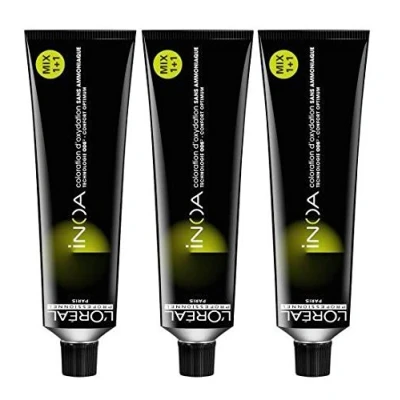 Image of Loreal Pack of 3 INOA 9.12 Very Light Blonde Ash Irise Hi Resist Hair Colour without Ammonia x 60 ml