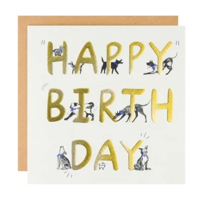 Image of Cardology Dogs Happy Birthday Card For Dog Lovers, Battersea &amp; Cats Home Charity Officially Licensed