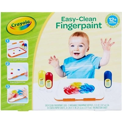 Image of Crayola Washable Finger Paint Station, Less Mess Paints for Toddlers, Kids Gifts Holiday