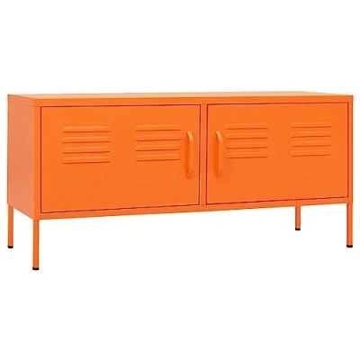 Image of vidaXL TV Stand Orange Steel Material, Living Room or Bedroom Use, Adjustable Cabinet with Storage, Industrial Style Design