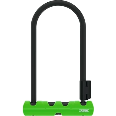 Image of ABUS U lock Ultra 410 + SH34 holder Bicycle with round shackle security level 8 Black/Green 230 mm height