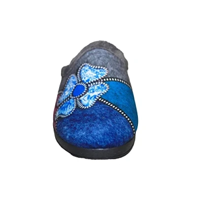 Image of Sleepers Womens/Ladies Kimberly Flower Trim Mule Slippers (3 UK) (Grey/Purple/Blue/Silver)