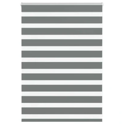 Image of vidaXL Zebra Roller Blind 110x100 cm Dark Grey Polyester Light Control &amp; Elegant Privacy For Living Room Bedroom Office