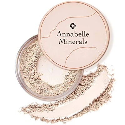 Image of Annabelle Minerals Radiant Mineral Foundation with SPF Skin Care Natural Ingredients Healthy Glow Satin Finish &amp; Makeup Look Sun Protection 20 Vegan Golden Fair 10g