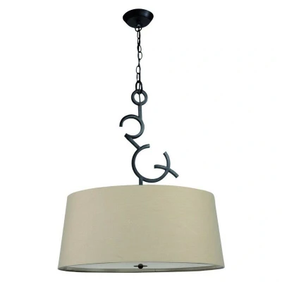 Image of Argi Ceiling Pendant 3 Light E27 Round with Taupe Shades Brown Oxide