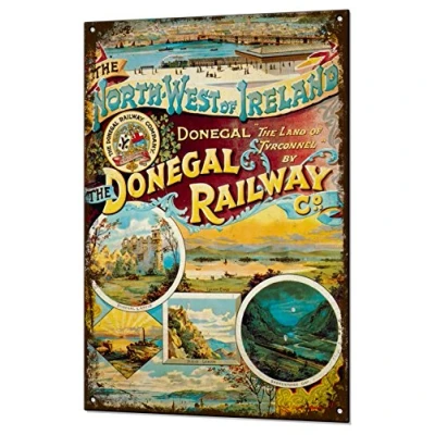 Image of Beenanas Donegal Railway Vintage Sign Retro Holiday Plaque Advert