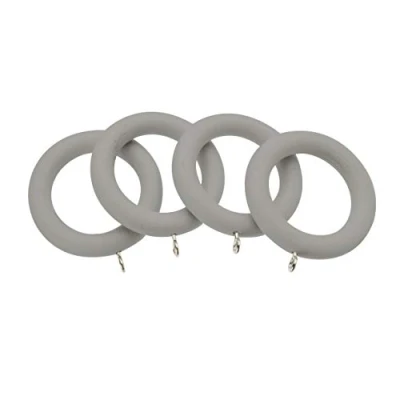 Image of UNIVERSAL 28mm Wood Curtain Pole, Dark Grey Wooden Complete (Pack of 4 Rings)