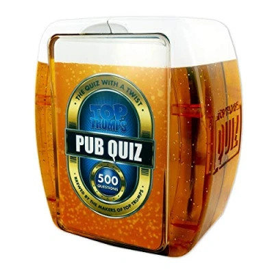 Image of Top Trumps Pub Quiz Game, 500 questions to test your knowledge and memory on Sports, Music, Film, TV, Science General Knowledge, educational gift toy for Boys Girls Aged 8 plus