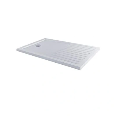 Image of Milano Lithic White Low Profile Rectangular Shower Drying Tray 1600mm x 800mm