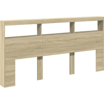 Image of vidaXL Headboard Cabinet with LED Sonoma Oak 200x17x102 cm