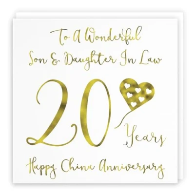 Image of Hunts England Large Son And Daughter In Law 20th Anniversary Card To A Wonderful &amp; 20 Years Happy China Milano Collection 210 x mm