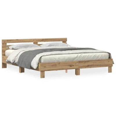 Image of vidaXL Wood Bed Frame Artisan Oak Solid 200 x cm