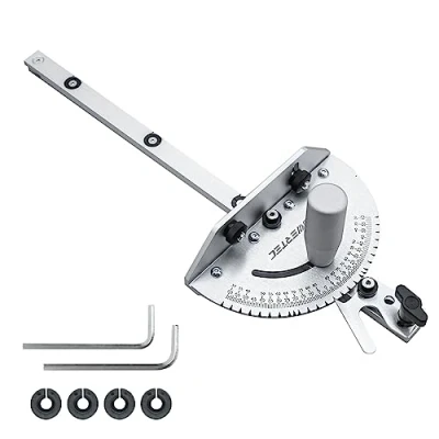 Image of POWERTEC Universal Table Saw Miter Gauge and Aluminum Bar, 27 Angle Stops Gauge, Works w/Table Saws, Band Saw, Router (71142)