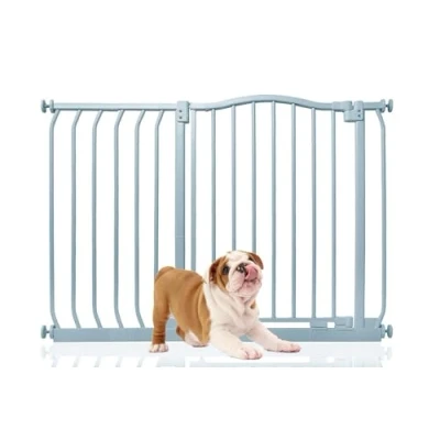 Image of Bettacare Curved Top Dog Gate, 98cm 107cm, Matt Grey, Pressure Fit Pet Gate for and Puppy, Barrier