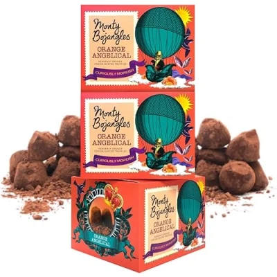 Image of Monty Bojangles Orange Angelical, 3 Gift Boxes Choose from 11 Flavours , Cocoa Dusted Truffles, x 100g (Gift Pack 300g)