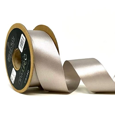 Image of Berisfords/Bertie&#039;s Bows Silver Grey &#039;NewLife&#039; 100% Recycled 35mm Satin Ribbon Price per 2 metres (N.B. This is a Cut from roll, Presented on Bertie&#039;s Card)