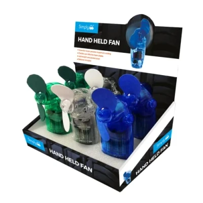 Image of Simply SFA01 Set of 6 Portable Handheld Fan Display Strong Air Flow Soft Rubber Blades Lightweight, Blue, Green &amp; Clear