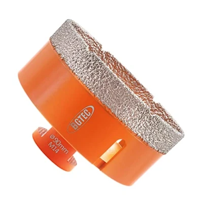 Image of BGTEC Diamond Drill Bit Tile Hole Saw 90mm with M14 Thread for Porcelain Ceramic Granite Marble Masonry Stone Vacuum Brazed 60mm Length