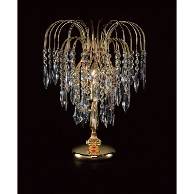 Image of Shower 1 Light Gold Table Lamp With Heritage Prism Crystals