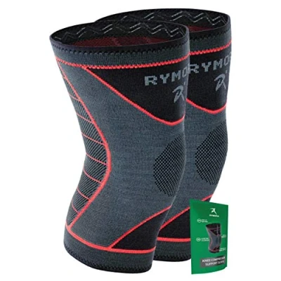 Image of Knee Support Brace Compression Sleeves for Men and Women (Grey) (Pair) (Medium) [M] Ligament Injury, Joint Pain Relief, Running, Arthritis, ACL, MCL, Sport
