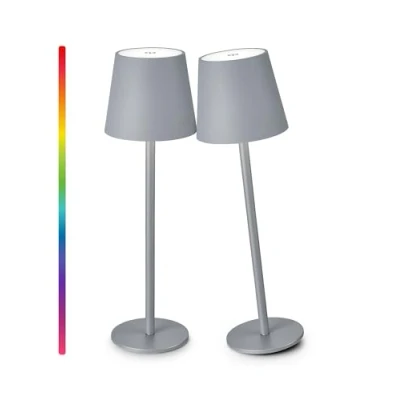 Image of Faithorse Cordless Table Lamp 2 Pack, 5200mAh Battery Operated Lamps IP54 Waterproof Desk with RGB Color Changing Rechargeable Night Light Touch Control Bedside for Bedroom(Grey)