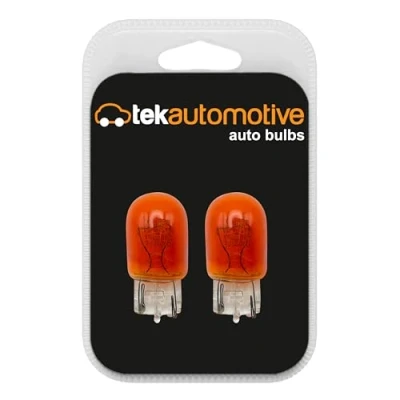 Image of Tek Automotive 585 WY21W Indicator Bulbs 382WA 12V 21W W3x16D Capless Orange Amber Car Light Bulb Twin Pack
