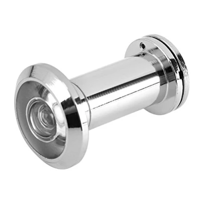 Image of Door Viewer Security Peek Peephole Optical Glass 200 Degree Wide Angle with Privacy Cover (Bright Chrome)