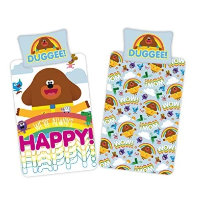 Image of Hey Duggee Happy Single Duvet Cover Official Reversible Bedding Set Polycotton