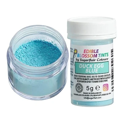 Image of Sugarflair Duck Egg Blue Food Colouring Powder Dust, Use on Cake Surfaces, Decorations or Colour Sugarpaste, Fondant, Icing, Chocolate, Buttercream, Royal Macarons and More! 5g