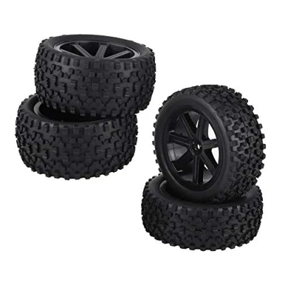 Image of RC Car Tires, Rubber Tire 4 PCS Wheels 1/10 Truck Wheel Tyre for Redcat/HSP/HPI/Hobbyking/Traxxas/Losi/VRX/LRP/ZD Racing Buggy (Black)
