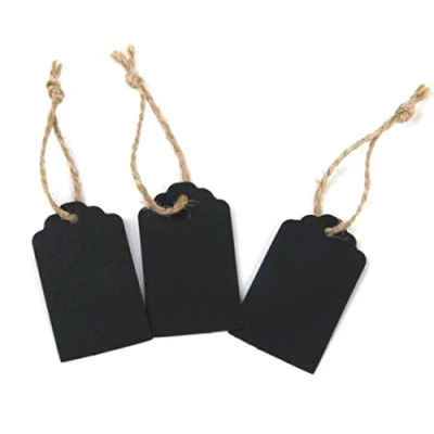 Image of AKA® 100PCS Christmas Kraft Paper Gift Tags Price Wedding Scallop Label Blank Luggage (Black)