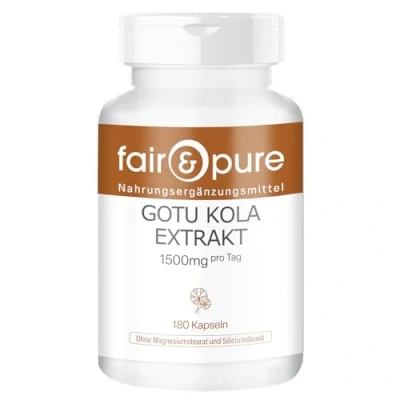 Image of Fair &amp; Pure® Gotu Kola Capsules 500mg Vegan 180 Extract with zinc Vitamin C