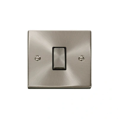 Image of Click Deco 1 Gang 10AX Intermediate Ingot Switch Satin Chrome Black Inserts