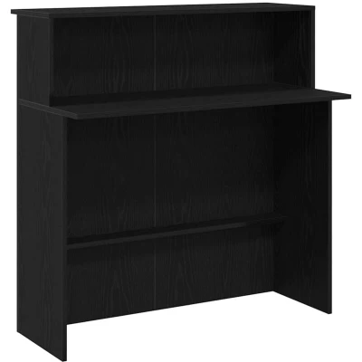 Image of vidaXL Reception Desk Engineered Wood Counter, Black Center 100x50x103.5 cm for Office/Hotel/Clinic/Salon