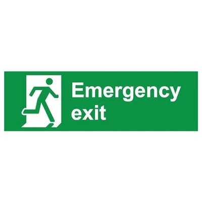 Image of Emergency exit Safety Sign (L) 1mm Plastic (450m x 150mm)