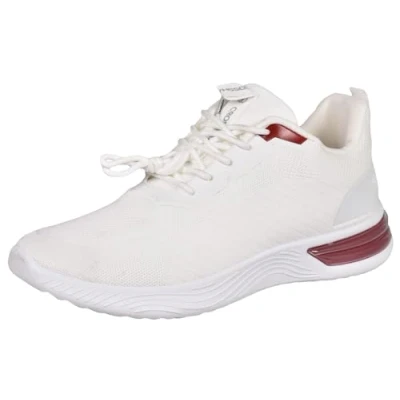 Image of HOCHSTE Men Trainers Lace up Sport Gym Fitness Lightweight UK Shoes Size 7 12 (White Red Nyles,11 UK)