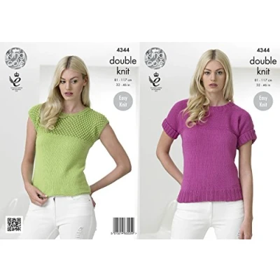 Image of King Cole 4344 Knitting Pattern Easy Knit Tops in Cottonsoft DK
