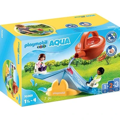 Image of PLAYMOBIL 1.2.3 AQUA 70269 Water Seesaw with Watering Can, for Children Ages 2+