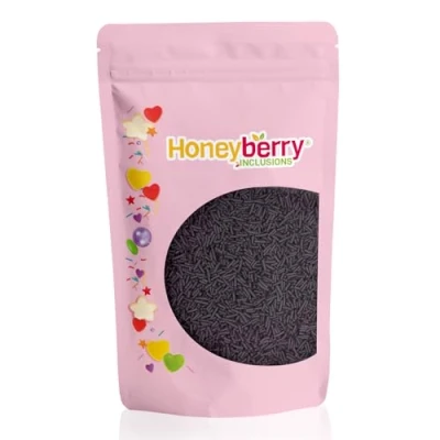 Image of HONEYBERRY INCLUSIONS Black Sugar Strands Sprinkles 200g Premium Edible Decorating Vermicelli for Baking, Cupcake and Cake Decorations, Ice Cream, Dessert Icing Decoration Toppers