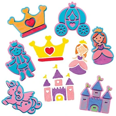 Image of Baker Ross FE307 Princess Craft Foam Stampers Pack of 10, Stamps, Stamp Sets for Children, Ideal Kids Arts and Crafts Projects