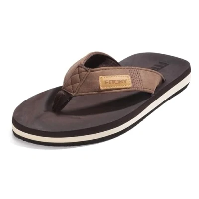Image of FITORY Men&#039;s Flip Flops Thongs Comfy Sandals Beach/Pool Lightweight Summer Shoes 6 12, UK8 MEN, Brown