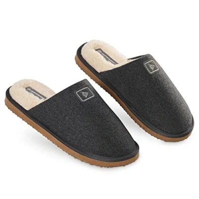 Image of DUNLOP Mens Slippers Open Back, Comfy Memory Foam Men with Rubber Sole, Indoor Outdoor Anti Slip House Shoes Comfort Plush, Gifts for (Charcoal, 9 UK, numeric_9)