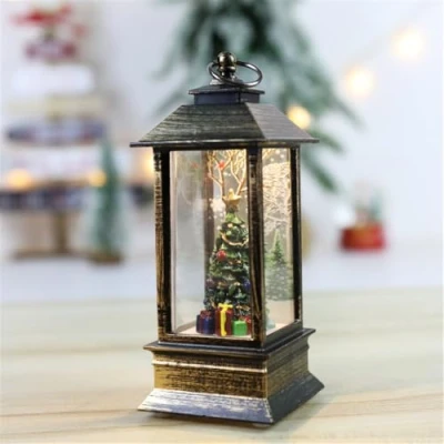 Image of Christmas Lanterns, Glitter Lantern, Battery Operated LED Electronic Snow Globe Lantern Lights for Party Decoration (No Fluids)